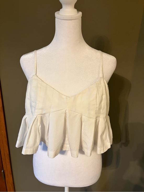Free People Tops - Free People Cream Ruffle-Hem Spaghetti Strap Cami